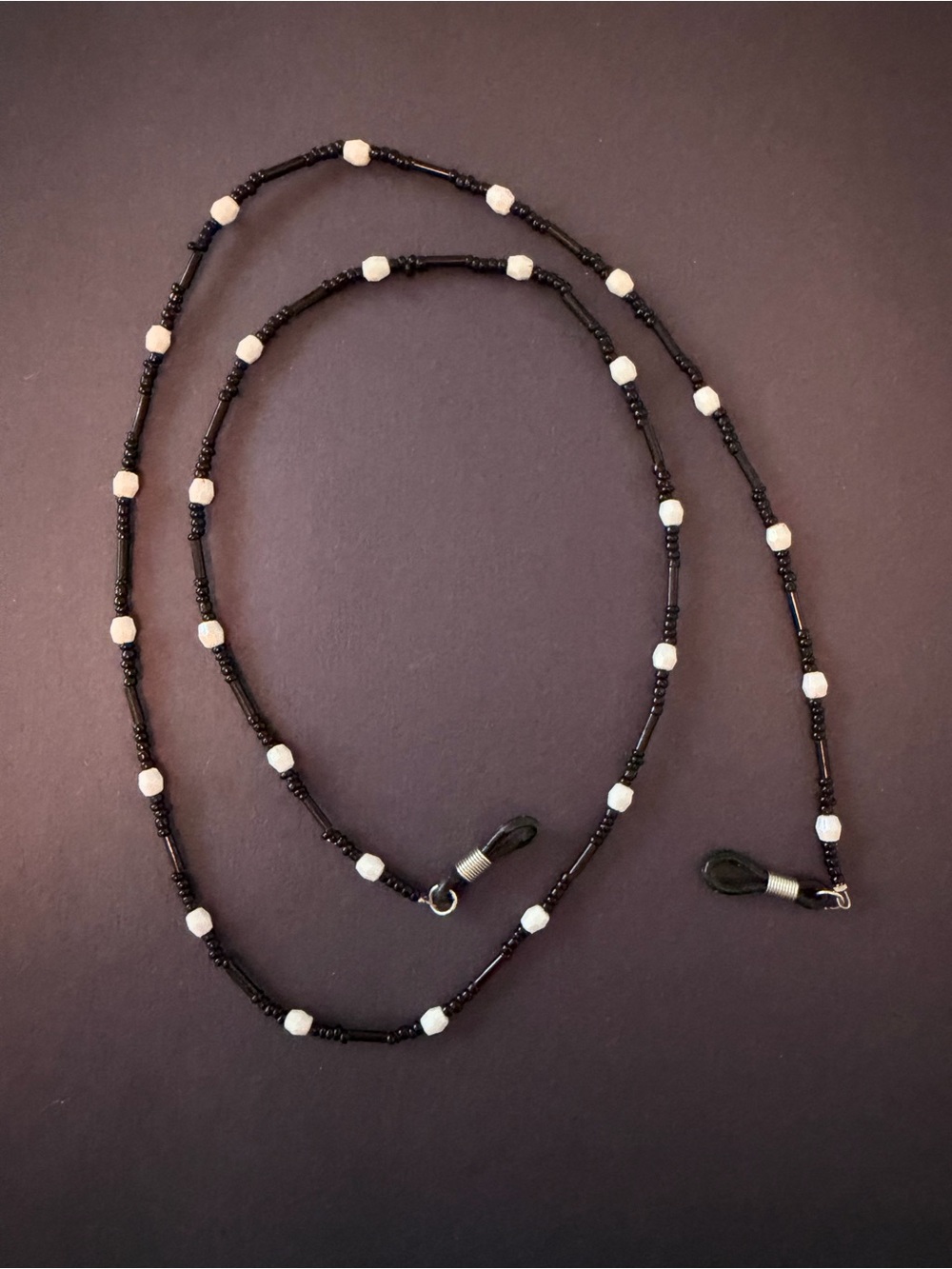 Black and White Beaded Eyewear Chain Necklace
